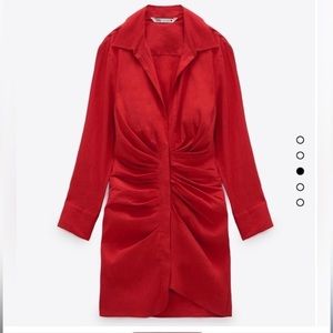 Zara draped linen red dress - size x small